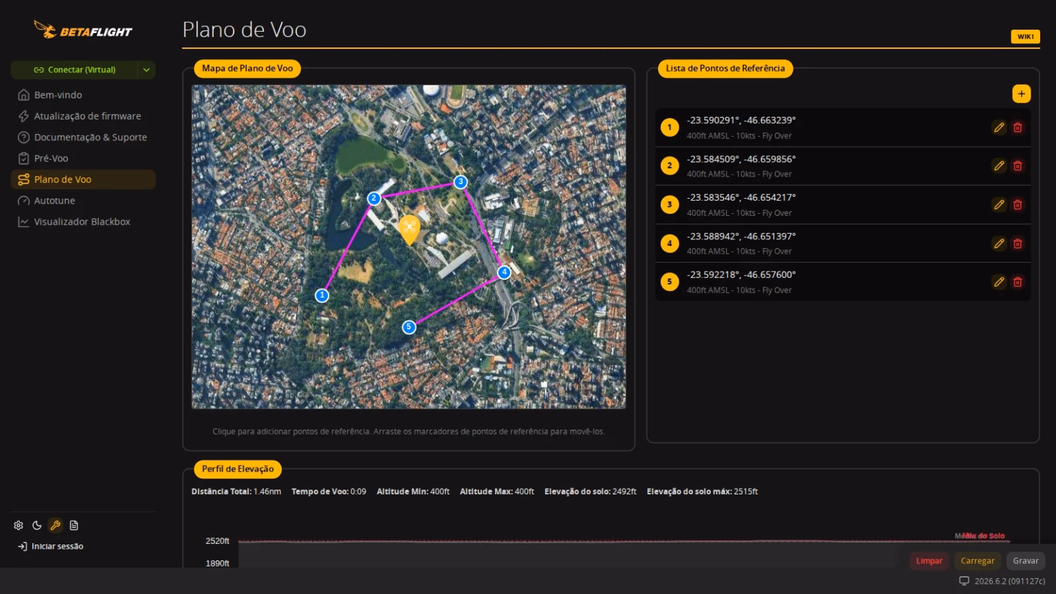 Betaflight 2026.6: aba Plano de Voo com waypoints