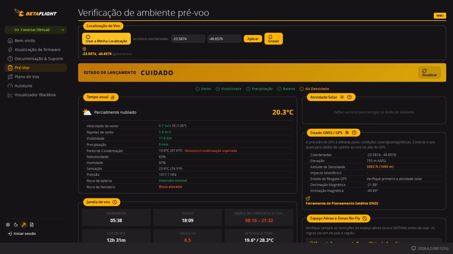 Betaflight Configurator Web 2026.6: Guia Completo do Novo App Betaflight Configurator web 2026.6: aba Pré-Voo