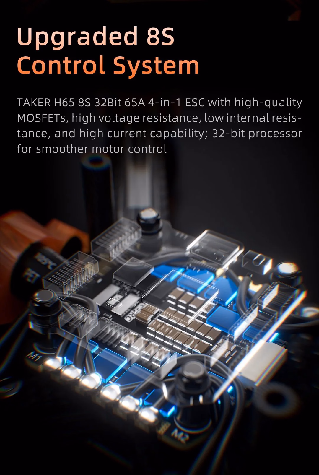 ESC TAKER H65 8S 32 bits 65A 4 em 1 do Vapor D5 8S